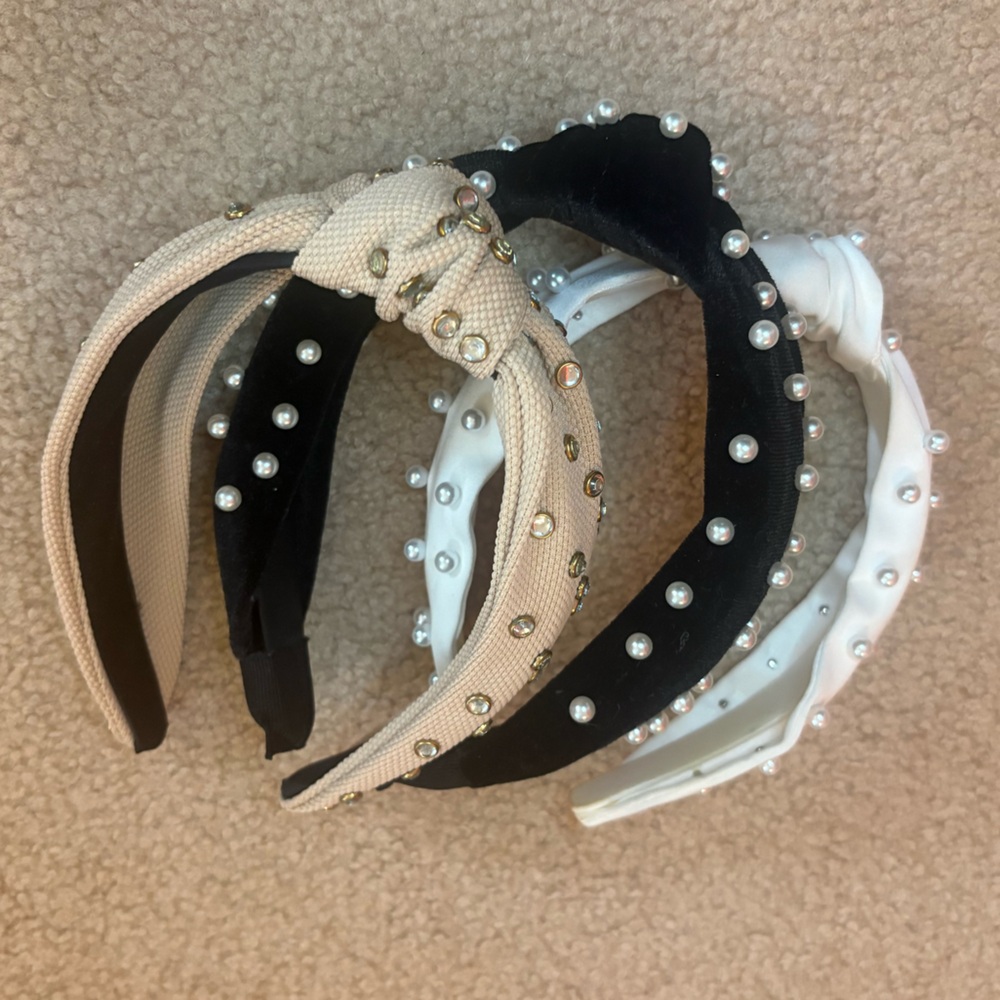Elegant Pearl Embellished Headbands Set
